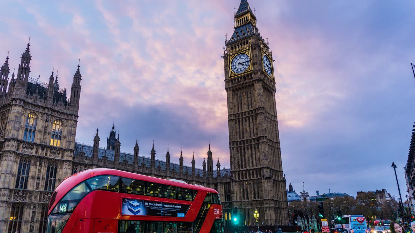 Red double-decker bus in central London