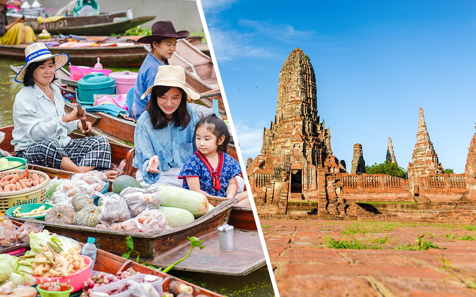From Bangkok: Ayutthaya Temple, Railway Market & Damnoen Saduak Floating Market Full-Day Guided Tour with Lunch & Hotel Transfers