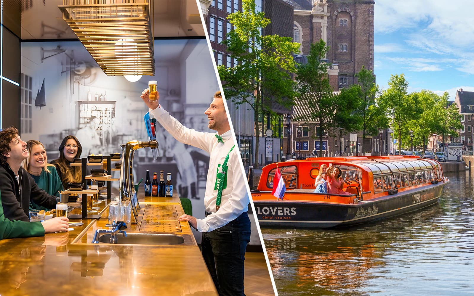 Combo: Heineken Experience Tickets with 2 Drinks & 1-Hour Amsterdam Canal Cruise