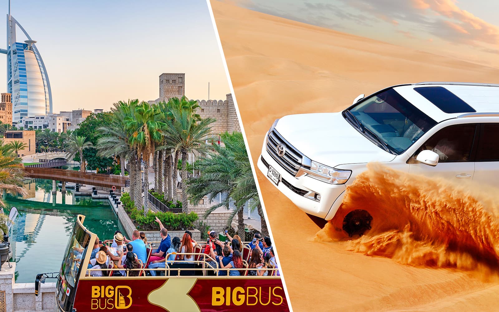 Combo: Dubai Hop-on Hop-off Bus Tour + Desert Safari & Dune Bashing