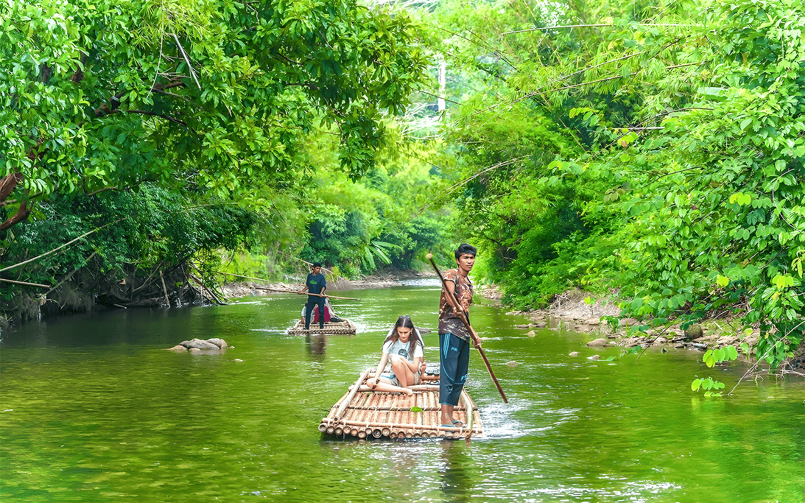 From Phuket: Bamboo Rafting, ATV Ride with Elephant Trekking & Bathing Experience