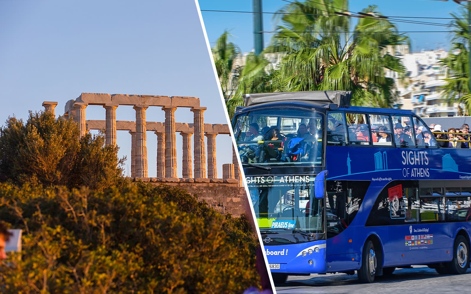 Combo: Temple of Poseidon Sunset Half-Day Trip + 2-Day Athens Hop-On Hop-Off Bus Tour