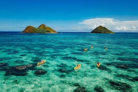 アイランドホップ! モクルアガイド付きカヤック＆シュノーケル、カイルアオアフ島