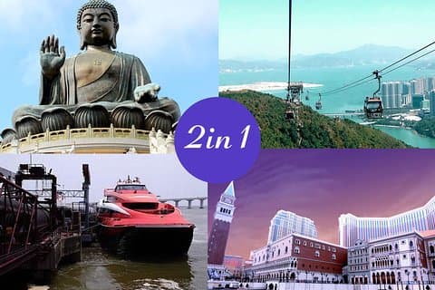 Traghetto Turbojet di andata e ritorno da Hong Kong a Macao con biglietti Ngong Ping 360