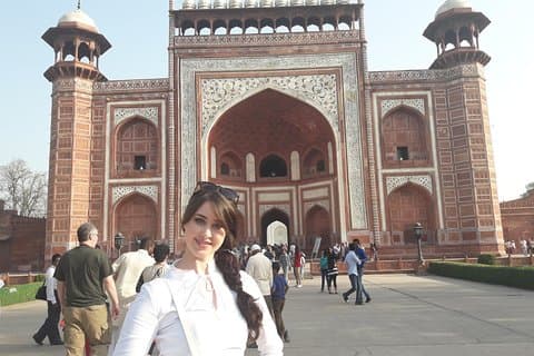 Taj Mahal en Agra-fort met lokale markt op Tuk Tuk (driewieler)