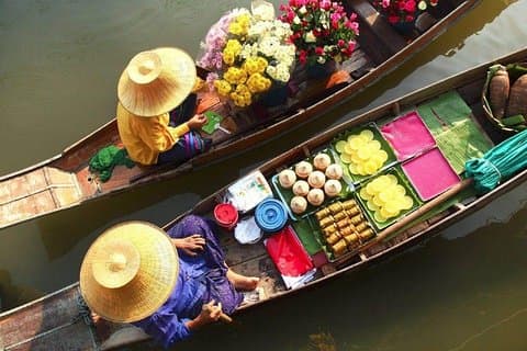 Flytande marknad - Train Market - Flower Market och China Town