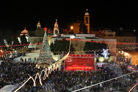 Kerstavond in Jeruzalem en nachtmis in Bethlehem