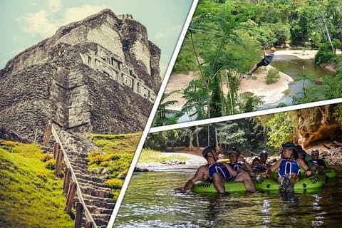 Xunantunich, Cave Tubing og Zipline tour fra Belize City