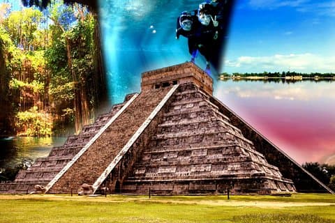 4 melhores lugares em Cancún 1 dia! CHICHÉN ITZÁ, 2CENOTES, LAGO ROSA