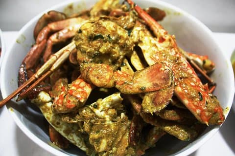 Sri Lankas krabba Curry fest i ett lokalt hem, i hjärtat av Colombo
