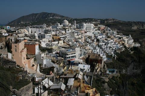 Panorama d'été de Santorin