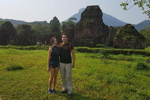 Min søn tidlig morgen tur for at undgå folkemængder, Tag et godt billede fra Hoi An eller Da Nang
