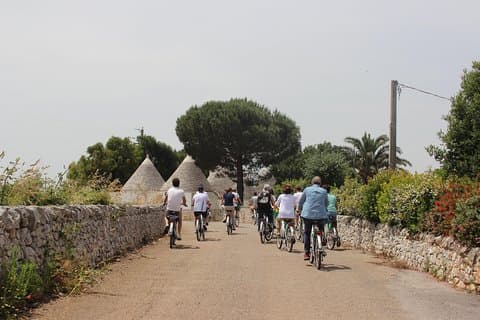 Private E-Bike-Tour entlang Alberobello mit Mittagessen in der örtlichen Masseria