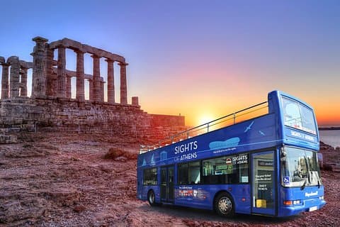 Aten Combo: Hop-on Hop-off Bus & Cape Sounion Sunset Tour