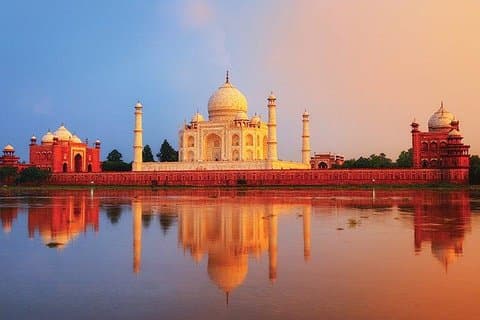 Taj Mahal ved solopgang, Agra-dagstur fra Delhi, livedemonstration af lokalt håndværk