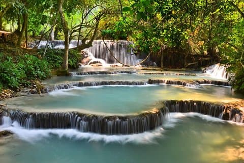 Full Day bamboo experience with cooking class & Kuang si waterfalls