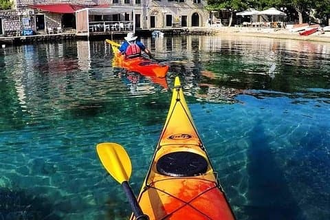 Full day Guided Sea Kayaking and snorkeling to Green Cave from Lopud island
