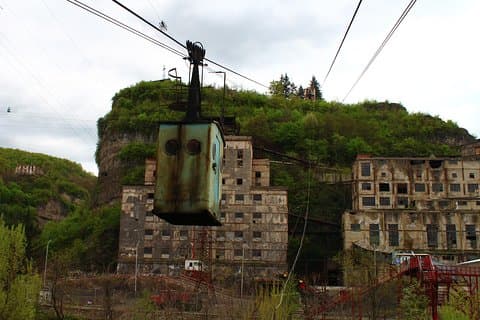 Chiatura. Soviet Past in the present. + Katskhi pillar