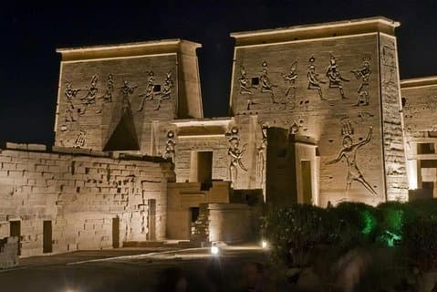 Ljud- och ljusshow på Philae Temple från Aswan
