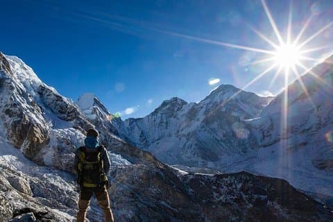 Grupp som går med Everest Base Camp Trekking med fast avgång