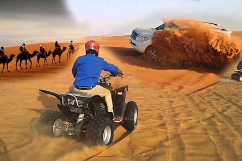 Dubai: avondwoestijnsafari + quad, Dune Bashing & BBQ-diner