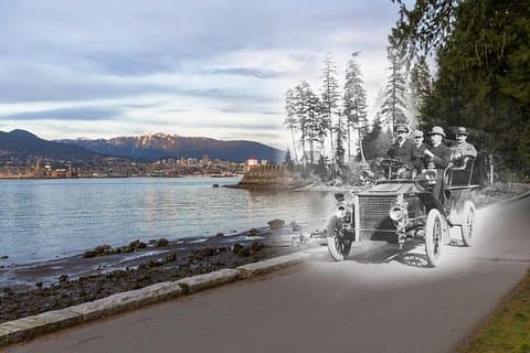Rundgang entlang des Ufermauers des Stanley Park