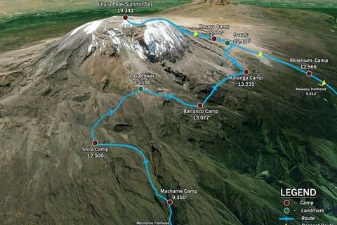 KILIMANJARO MACHAME ROUTE, (montée 7 jours) route "Whisky"