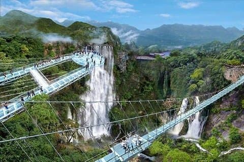 Private Tour to Gulong Canyon with Glass Bridge and Water Falls from Guangzhou