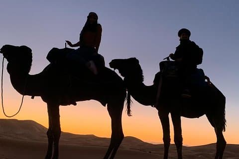 Magisk middag i Agafay-ørkenen Solnedgang med kameltur
