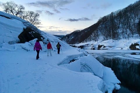 Early morning fantasy "snow crossing" experience
