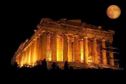 Atenas por la noche Tour en automóvil y cena junto al mar