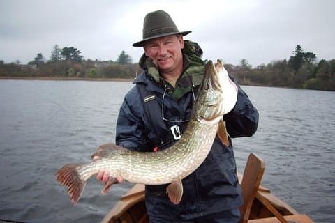 Gäddfiske med båt på Lough Corrib. Galway. Privat guidad.