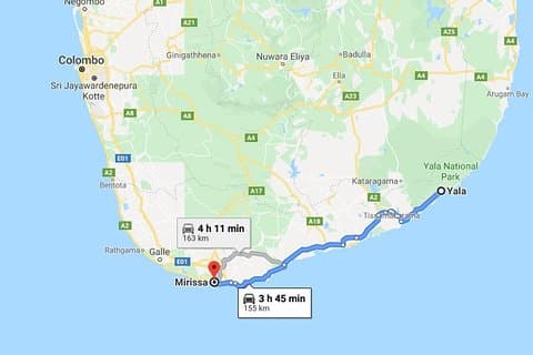 Yala City to Mirissa City Private Transfer