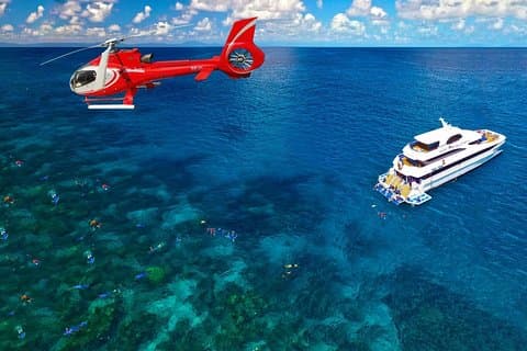 Croisière d'une journée complète sur le récif et vol panoramique en hélicoptère de 10 minutes