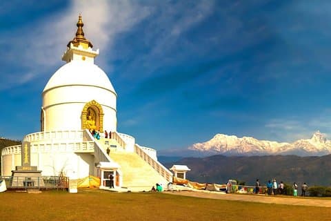 Meio dia Pokhara (Davis cai, Gupteshwor, campo de refugiados tibetanos, Pagode da Paz)