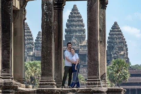 Soluppgång och solnedgång Angkor Wat