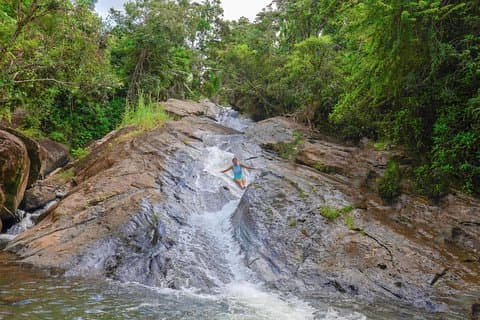 Yunque Rainforest River Rope Swing with Waterslide and Beach Tour
