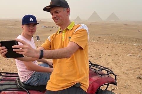 ATV QUAD BIKE with pyramids view