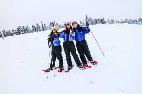Snowshoe Trip for Ice Fishing in Saariselkä