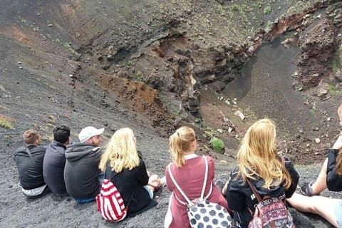 Trekking in the morning on Mount Etna