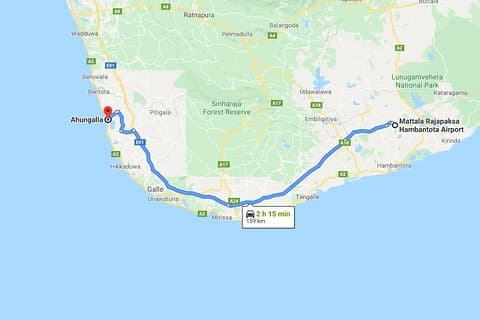 Trasferimento privato dall'aeroporto di Mattala (HRI) alla città di Ahungalla