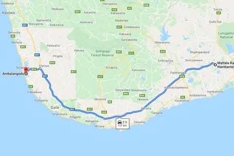 Mattala (HRI) luchthaven naar Ambalangoda City privétransfer
