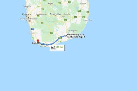 Mattala (HRI) Airport to Galle City Private Transfer