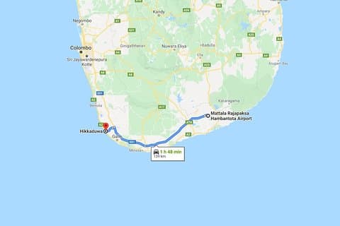 Trasferimento privato dall'aeroporto di Mattala (HRI) alla città di Hikkaduwa