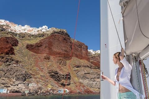 Island Hopping: Santorini Catamaran Charter Cruise with a skipper