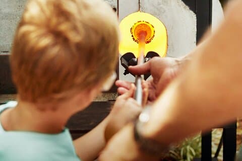 Ornament glassblowing class hosted by Glassblowing in the Garden