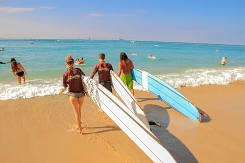 Semi-privéles Surf voor 2 of 3 personen op Waikiki Beach