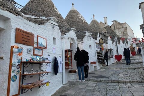 Excursão privada de um dia a Alberobello e Castel del Monte partindo de Roma