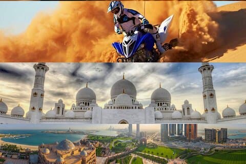 Safari nel deserto in quad, cena barbecue, spettacoli dal vivo e tour della città di AbuDhabi (tour di 2 giorni)