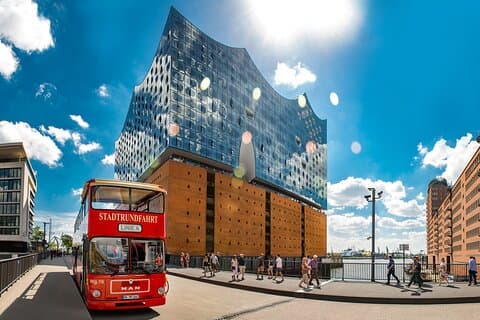 Hamburg Hop-on Hop-off Sightseeing Tour on Red Double Decker Bus